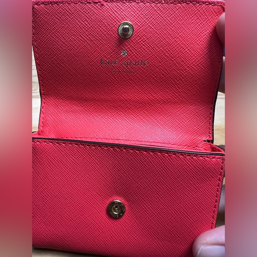 kate spade red saffiano leather business card holder - Picture 5 of 8